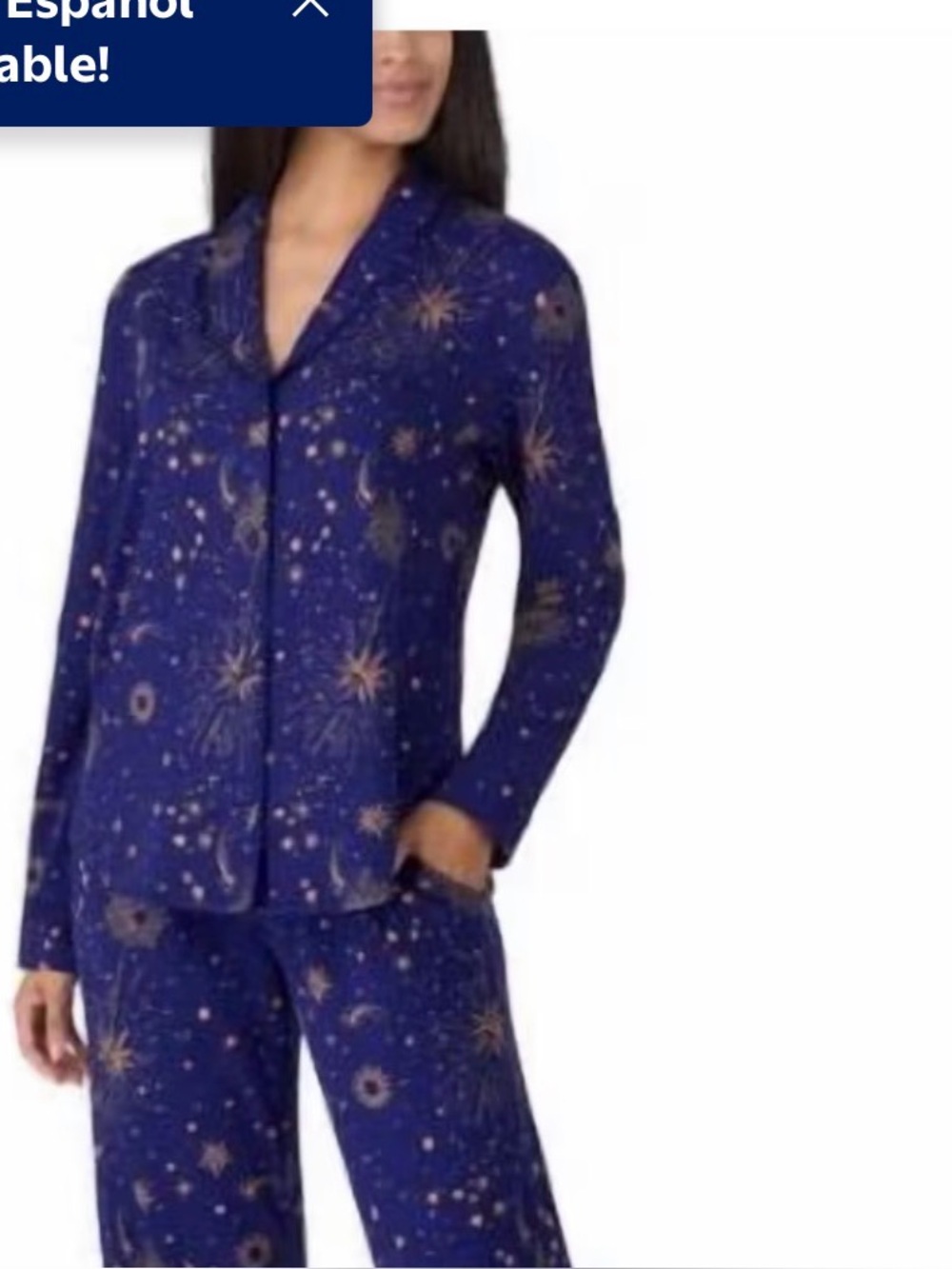 Room service pj to Midnight Star Print Button-Up Blouse - Blue ptp 18 length 23